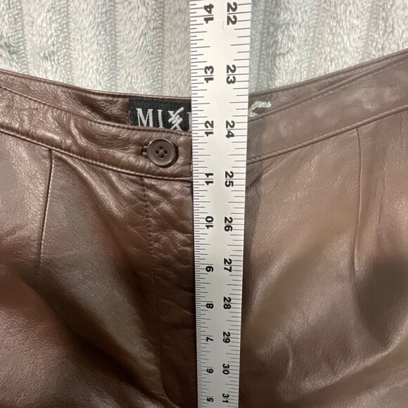 Mixit VTG Y2K Leather Pants Womens 8 Soft‎ High Rise Streetwear Chocolate Brown - Picture 6 of 8